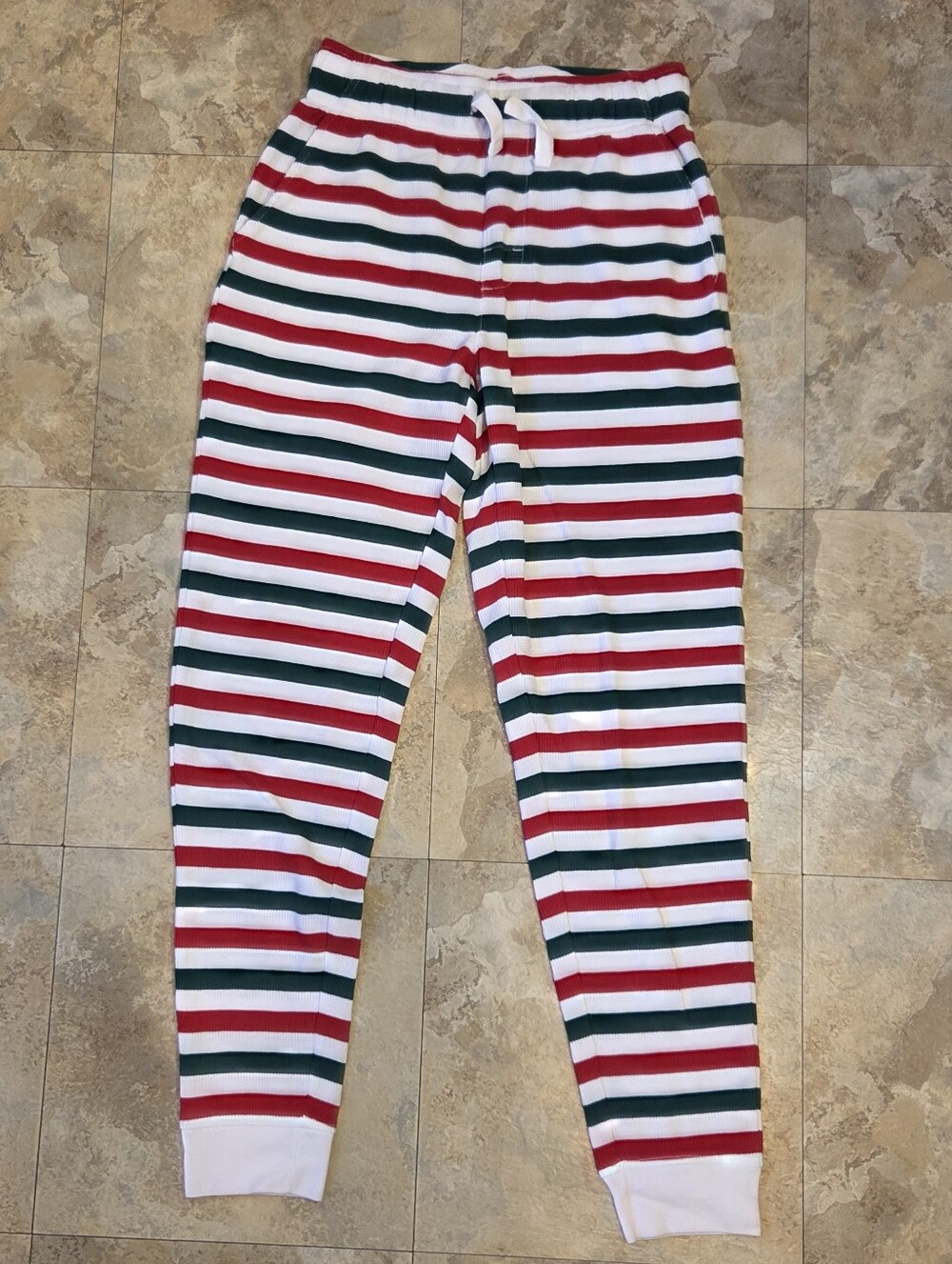 Striped Red, Green & White PJ Pants - Old Navy